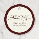 Elegant Vintage Ivory Dark Burgundy Wedding フェイバータグ (裏面)