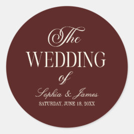 Elegant Vintage Ivory Dark Burgundy Wedding ラウンドシール