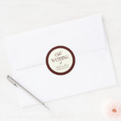 Elegant Vintage Ivory Dark Burgundy Wedding ラウンドシール (封筒)