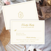Elegant vintage ivory kindly reply wedding