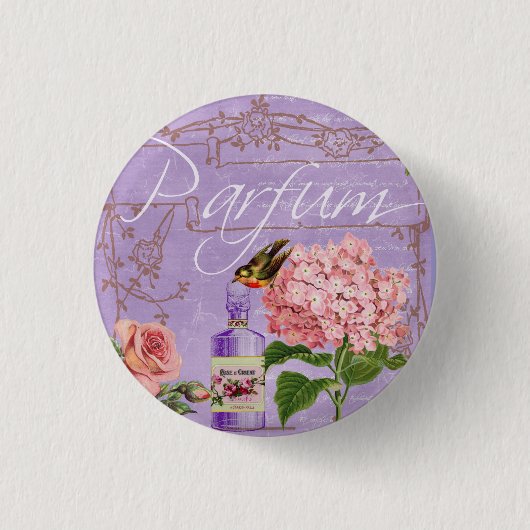 Elegant Vintage Ladies Boudoir Parfum  缶バッジ (正面)