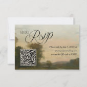 Elegant Vintage Landscape QR Code Wedding 出欠カード (正面)