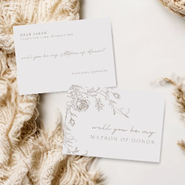 Elegant Vintage Matron of Honor Proposal Card 招待状