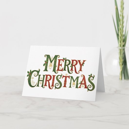 Elegant Vintage Merry Christmas Calligraphy カード (正面)