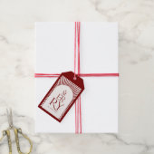 Elegant Vintage Merry Christmas Red and White ギフトタグ (より糸付き)