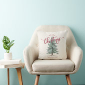 Elegant Vintage Merry Christmas Script Rustic Tree クッション (椅子)