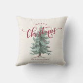 Elegant Vintage Merry Christmas Script Rustic Tree クッション (裏面)