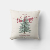 Elegant Vintage Merry Christmas Script Rustic Tree クッション (正面)