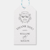 Elegant Vintage Monogram Wedding Thank You  ギフトタグ (正面)