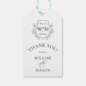 Elegant Vintage Monogram Wedding Thank You  ギフトタグ (裏面)