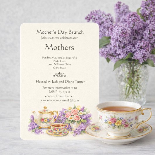 Elegant Vintage Mother's Day Brunch  招待状