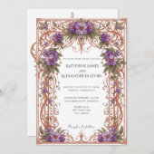 Elegant Vintage Nouveau Floral Arch Wedding  招待状 (正面/裏面)