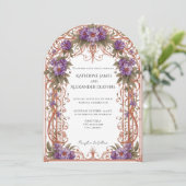 Elegant Vintage Nouveau Floral Arch Wedding 招待状 (スタンド正面)