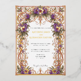 Elegant Vintage Nouveau Floral Arch Wedding  箔招待状
