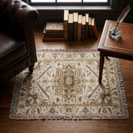 Elegant Vintage Oriental Medallion Neutral Tones スローブランケット