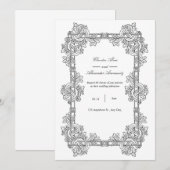 Elegant Vintage Ornate Frame Wedding Invitation 招待状 (正面/裏面)