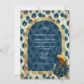 Elegant Vintage Peacock Feather Enchanted Forest 招待状 (正面)