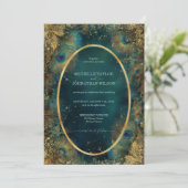 Elegant Vintage Peacock Feather Enchanted Forest 招待状 (スタンド正面)