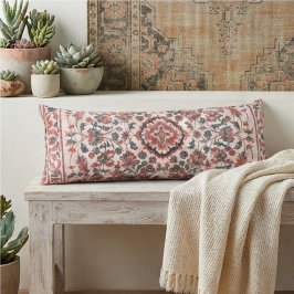 Elegant Vintage Persian Floral Warm Terra-Cotta ボディピロー