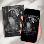 Elegant Vintage Photo & Monogram Classic Wedding セーブザデート