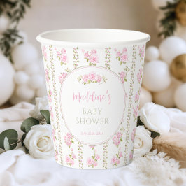 Elegant Vintage Pink Rose 紙コップ