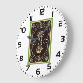 Elegant Vintage Playing Card Black Gold ラージ壁時計 (傾斜)