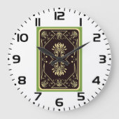 Elegant Vintage Playing Card Black Gold ラージ壁時計 (正面)