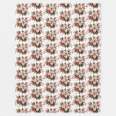 Elegant Vintage Poinsettia Winter  フリースブランケット (正面)