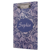 Elegant Vintage Purple Damask Pattern クリップボード (左)