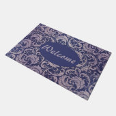 Elegant Vintage Purple Damask Pattern ドアマット (アングル)