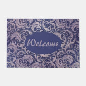 Elegant Vintage Purple Damask Pattern ドアマット (正面)