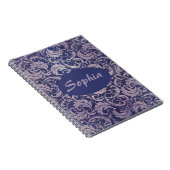 Elegant Vintage Purple Damask Pattern ノートブック (右側)
