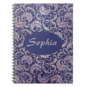 Elegant Vintage Purple Damask Pattern ノートブック (正面)