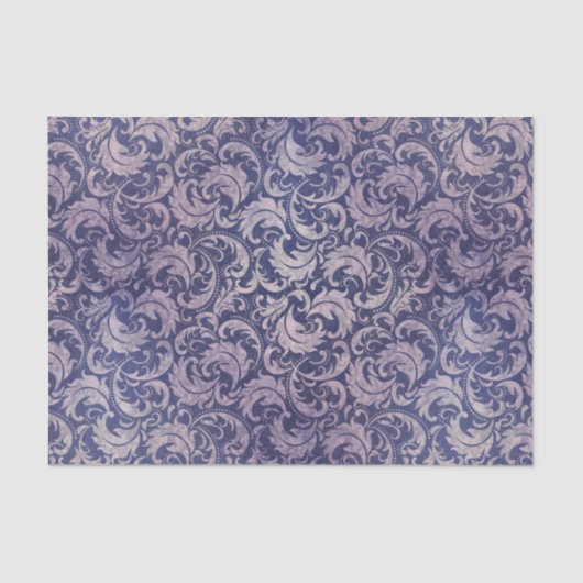 Elegant Vintage Purple Damask Pattern 薄葉紙 (正面)