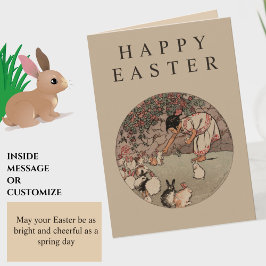 Elegant Vintage Rabbits "Happy Easter" Cute Bunny シーズンカード