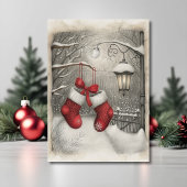 Elegant Vintage Red Christmas Stockings  カード