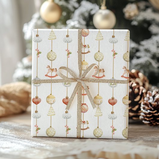 Elegant Vintage Rocking Horse Christmas  ラッピングペーパー