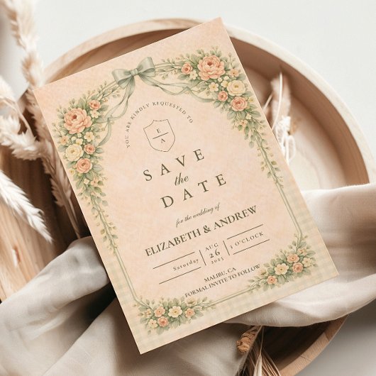 Elegant Vintage Rose Arch Wedding セーブザデート