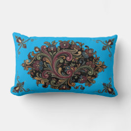 Elegant Vintage Rosemaling Patterned Pillow ランバークッション