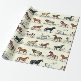 Elegant Vintage Rustic Horse Breeds Toile ラッピングペーパー