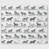 Elegant Vintage Rustic Horse Breeds Toile ラッピングペーパー (フラット)