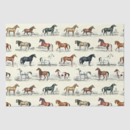 Elegant Vintage Rustic Horse Breeds Toile 薄葉紙