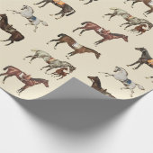Elegant Vintage Saddled Horses Brown Beige ラッピングペーパー (角)