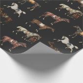 Elegant Vintage Saddled Horses Brown Black ラッピングペーパー (角)