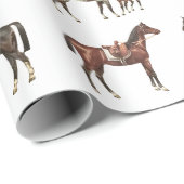 Elegant Vintage Saddled Horses Brown White ラッピングペーパー (ロールコーナー)