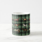 Elegant Vintage Saddled Horses Green Plaid コーヒーマグカップ (中央)