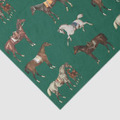 Elegant Vintage Saddled Horses Hunter Green 薄葉紙 (詳細)