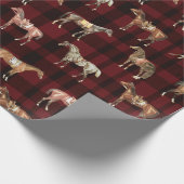 Elegant Vintage Saddled Horses Red Plaid ラッピングペーパー (角)