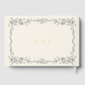 Elegant Vintage Sage Green Monogram Wedding  ゲストブック (裏面)