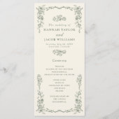 Elegant Vintage Sage Green Wedding Program プログラム (正面)